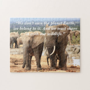 Aangepaste slogan/behoud olifant broers en zussen legpuzzel