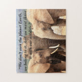 Aangepaste slogan / behoud olifant familie legpuzzel (Verticaal)