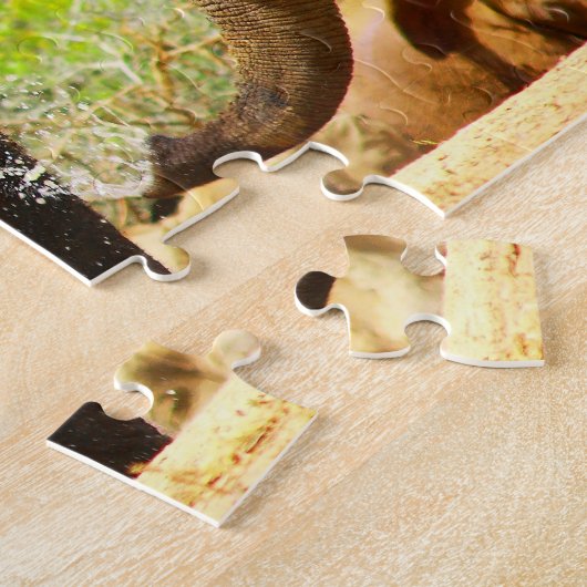 Aangepaste slogan / behoud olifant splash legpuzzel (Zijkant)