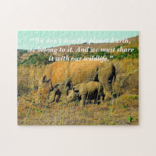 Aangepaste slogan/Conservation Rhino Reeds Legpuzzel