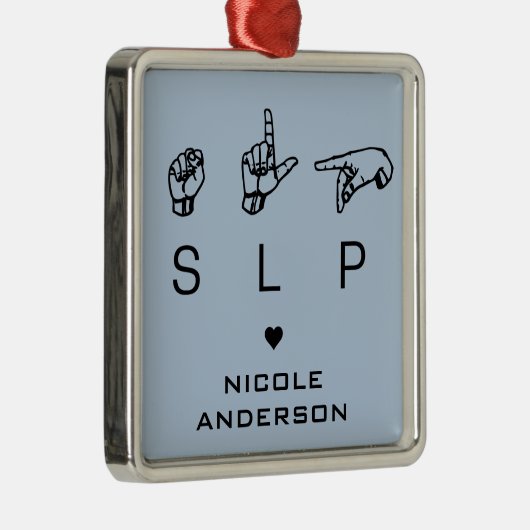 Aangepaste SLP Speech Language Patholoog ASL Metalen Ornament (Rechts)