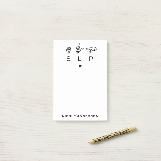 Aangepaste SLP Speech Language Patholoog ASL Post-it® Notes (Op bureau)