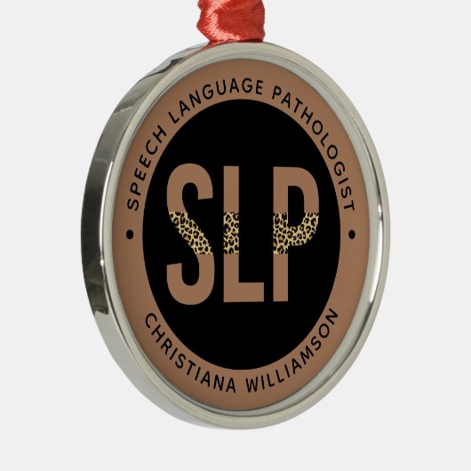 Aangepaste SLP Speech Pathologist Leopard Print Gi Metalen Ornament (Rechts)