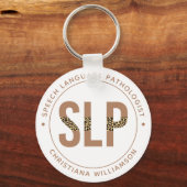 Aangepaste SLP Speech Pathologist Leopard Print Gi Sleutelhanger (Voorkant)