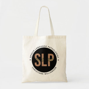 Aangepaste SLP Speech Pathologist Leopard Print Gi Tote Bag