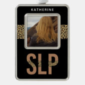 Aangepaste SLP Speech Pathologist Photo Verzilverd Kader Ornament (Voorkant)