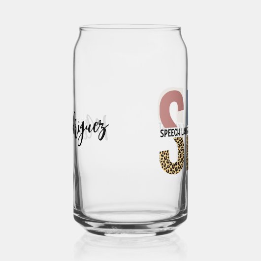 Aangepaste SLP Speech Patholoog Leopard Print Blikvorm Glas (Rechts)