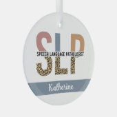 Aangepaste SLP Speech Patholoog Leopard Print Glas Ornament (Voorkant Rechts)
