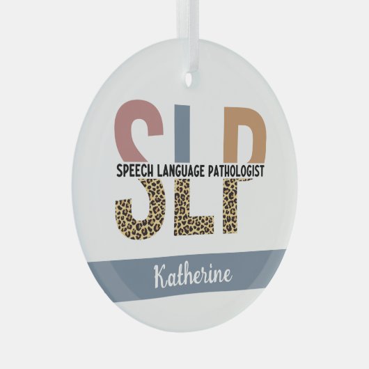 Aangepaste SLP Speech Patholoog Leopard Print Glas Ornament (Voorkant Rechts)