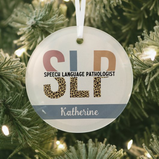 Aangepaste SLP Speech Patholoog Leopard Print Glas Ornament (Insitu)