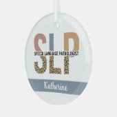 Aangepaste SLP Speech Patholoog Leopard Print Glas Ornament (Voorkant links)
