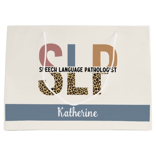 Aangepaste SLP Speech Patholoog Leopard Print Groot Cadeauzakje (Voorkant)