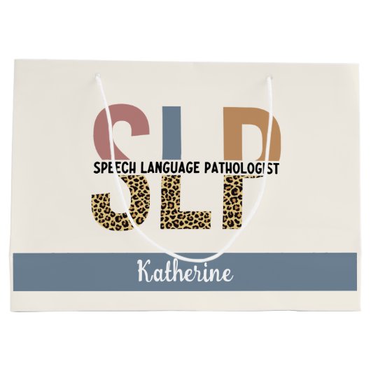 Aangepaste SLP Speech Patholoog Leopard Print Groot Cadeauzakje (Achterkant)