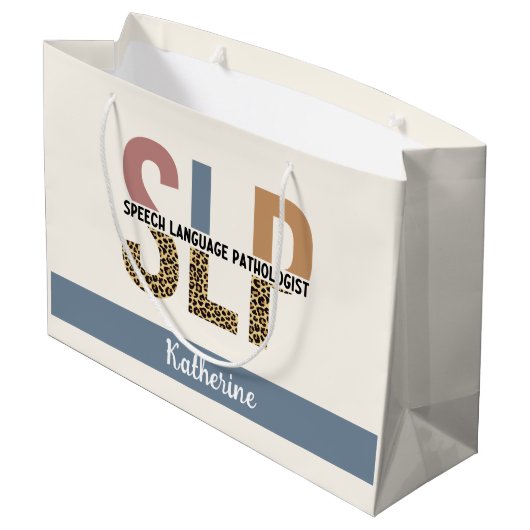 Aangepaste SLP Speech Patholoog Leopard Print Groot Cadeauzakje (Achterkant Gekanteld)