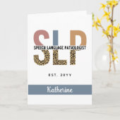 Aangepaste SLP Speech Patholoog Leopard Print Kaart (Gele Bloem)