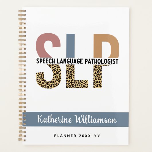 Aangepaste SLP Speech Patholoog Leopard Print Planner (Voorkant)