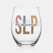 Aangepaste SLP Speech Patholoog Leopard Print Wijnglas Zonder Voet (Voorkant)