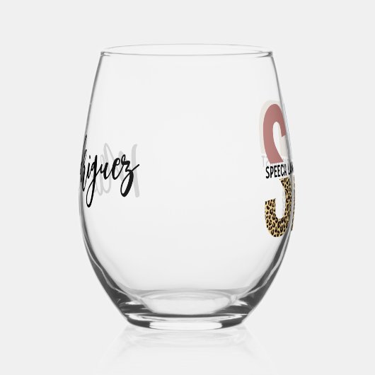 Aangepaste SLP Speech Patholoog Leopard Print Wijnglas Zonder Voet (Rechts)