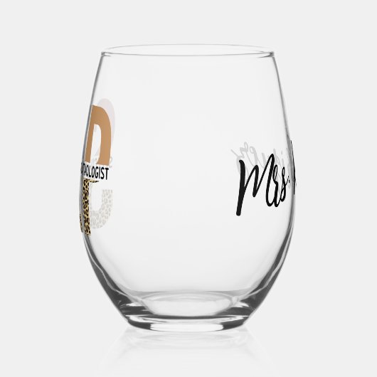 Aangepaste SLP Speech Patholoog Leopard Print Wijnglas Zonder Voet (Links)