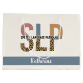 Aangepaste SLP spraakpatholoog luipaardprint Groot Cadeauzakje (Achterkant)