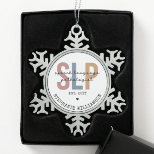 Aangepaste SLP-spraakpatholoog Speech Therapist Tin Sneeuwvlok Ornament