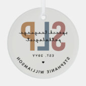 Aangepaste SLP-taaldocent Glas Ornament (Achterkant)