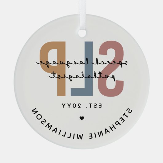 Aangepaste SLP-taaldocent Glas Ornament (Achterkant)