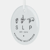 Aangepaste SLP-taaldocent Patholoog ASL Glas Ornament (Voorkant links)