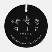 Aangepaste SLP-taaldocent Patholoog ASL Glas Ornament (Achterkant)