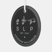 Aangepaste SLP-taaldocent Patholoog ASL Glas Ornament (Voorkant links)