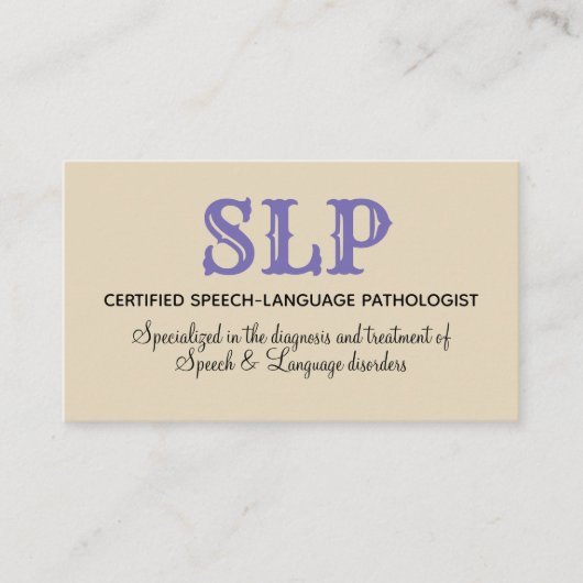 Aangepaste SLP-visitekaartjes Visitekaartje (Voorkant)