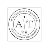 Aangepaste Small Business Monogram met sociale med Rubberstempel (Afrduk)