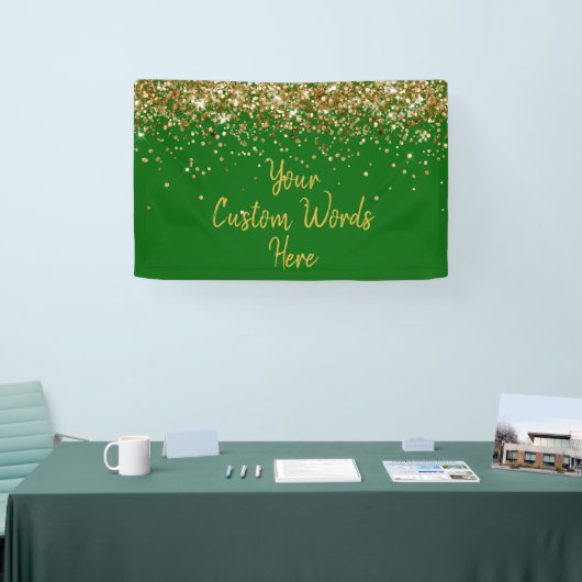 Aangepaste smaragdgroene en gouden verjaardagsfees spandoek (Beurs)