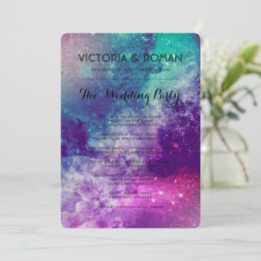 Aangepaste Smokey Galaxy bruiloft programma's (Staand voorkant)