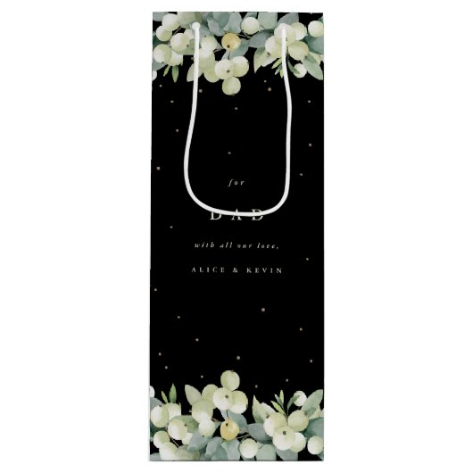 Aangepaste Sneeuwbes+Eucalyptus Kerst Wijn Cadeautas (Voorkant)