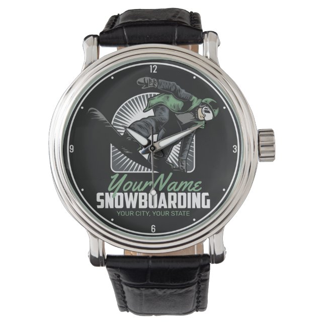 Aangepaste sneeuwboarder Shredding Horloge (Voorkant)