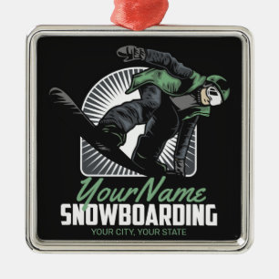Aangepaste sneeuwboarder Shredding Metalen Ornament