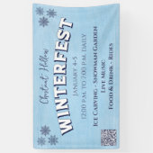 Aangepaste Sneeuwvlok Blauw QR Code Winter Festiva Spandoek (Verticaal)