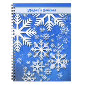 Aangepaste sneeuwvlokken en sterren Aangepaste tek Notitieboek (Voorkant)