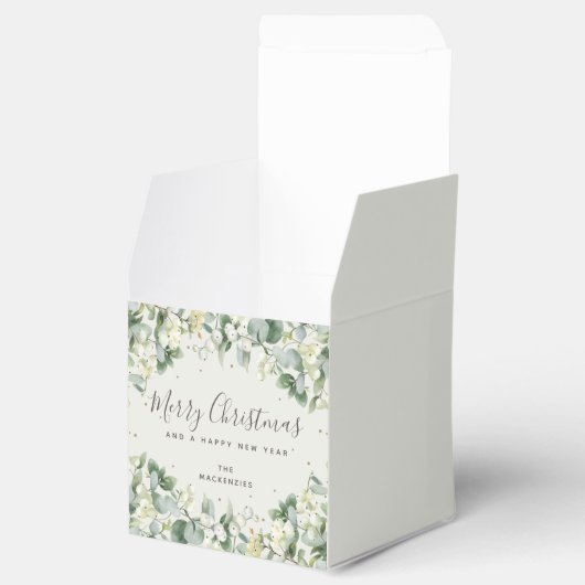 Aangepaste snowberry + Eucalyptus kerstmis doos Bedankdoosjes (Geopend)