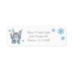 Aangepaste snowflake-retourlabels voor het skibunn etiket