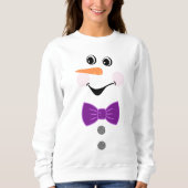 Aangepaste Snowman Paarse Bowtie Black Buffalo But Trui (Voorkant)