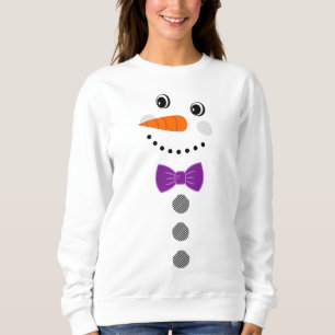 Aangepaste Snowman Paarse Bowtie Black Buffalo But Trui