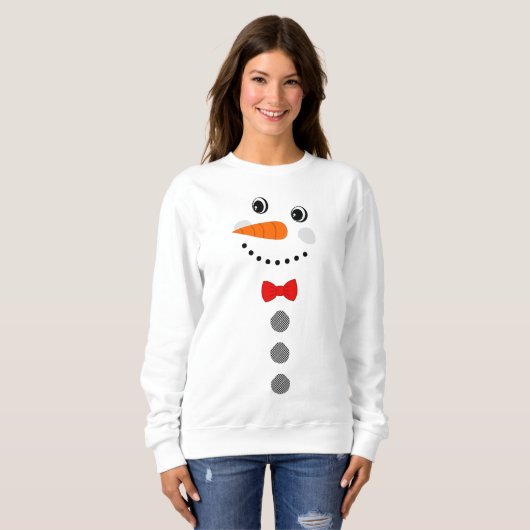 Aangepaste Snowman Red Bowtie Black Buffalo Button Trui (Voorkant volledig)