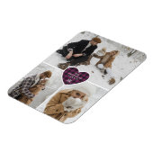 Aangepaste Snowy Paarse Buffalo Plaid Foto Kerstmi Magneet (Linkerzijde)