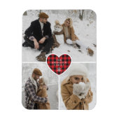 Aangepaste Snowy Red Buffalo Plaid Foto Kerstmis Magneet (Verticaal)