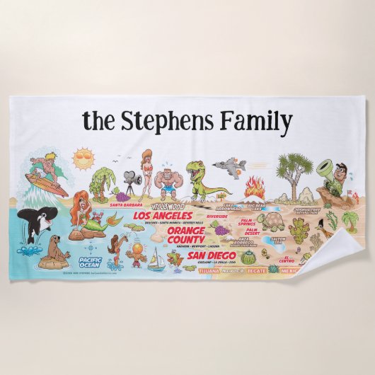 Aangepaste SoCal Sunset Beach Blanket Strandlaken (Voorkant)