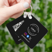 Aangepaste Social Media QR code website logo zwart Sleutelhanger