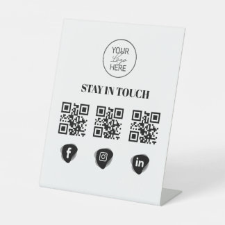 Aangepaste sociale media QR-code tafelkaart Reclamebord Met Voetstuk