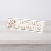 Aangepaste sociale werker Boho-regenboogminimalist Bureau Naambordje (Voorkant)